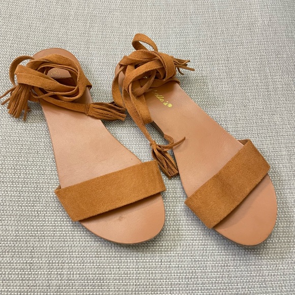 Tan Ankle Wrap Sandal - Picture 1 of 3